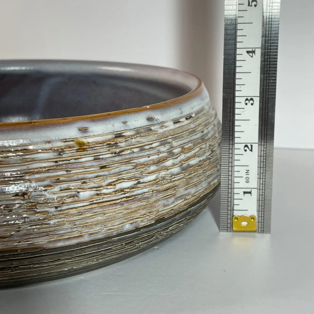 Large Caitlyn‎ Ceramic Porcelain Textured Decorative Candle Bowl Ribbed Stone